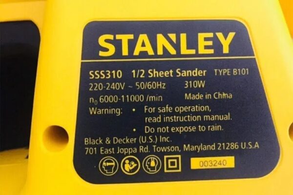 Thông số kỹ thuật May Cha Nham Rung chu nhat 1/2 310W Stanley SSS310 B1