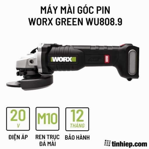 MÁY MÀI GÓC DÙNG PIN LI-ION 20V 100MM WU808.9 - WORX GREEN
