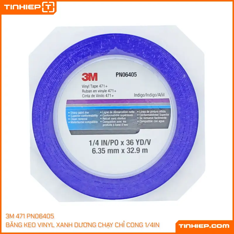 Băng Keo Vinyl 3M 471 PN06405 Màu Xanh Chạy Chỉ Cong