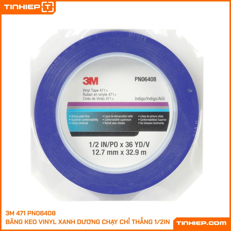 Băng Keo Vinyl 3M 471 PN06408 Màu Xanh Chạy Chỉ Đường Cong